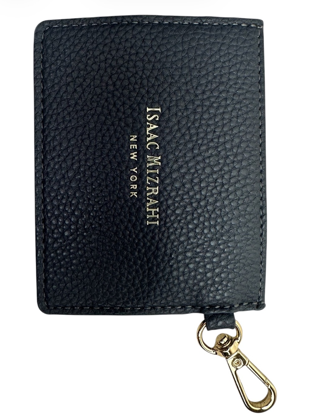 Isaac Mizrahi Pebbled Leather Card & Key Holder with Gold Hardware